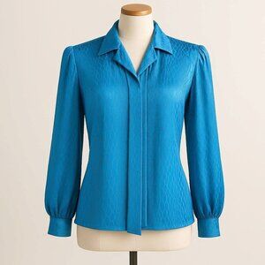 Vintage The Silk Farm Silk Blouse Size 6 Blue Snake Print